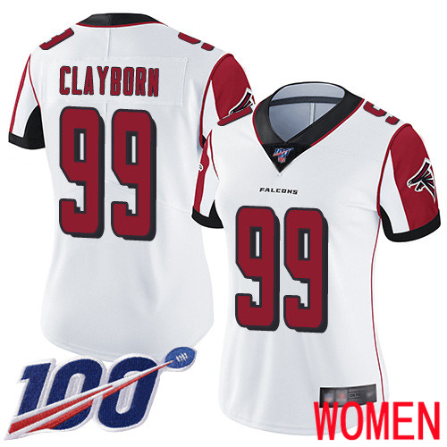 Atlanta Falcons Limited White Women Adrian Clayborn Road Jersey NFL Football #99 100th Season Vapor Untouchable